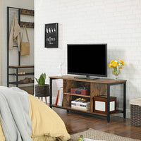 TV Console Unit with Open Storage Rustic Brown and Black Industrial Furniture Kings Warehouse 