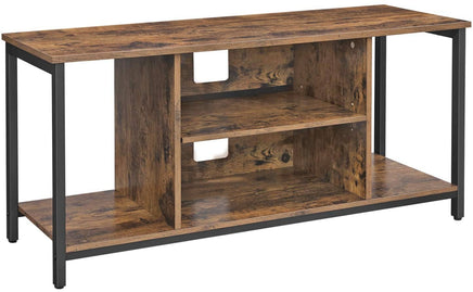 TV Console Unit with Open Storage Rustic Brown and Black Industrial Furniture Kings Warehouse 