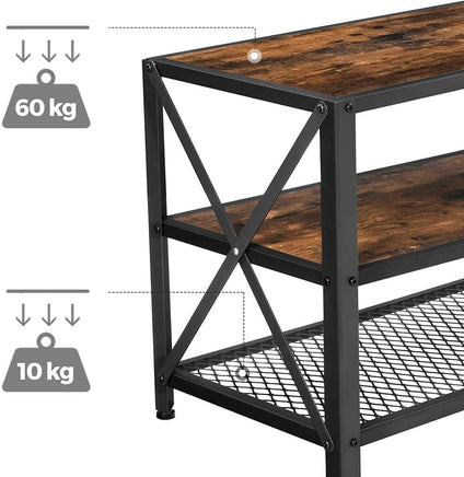 TV Stand for 60-Inch TV with Industrial Style Steel Frame Rustic Brown and Black Furniture Kings Warehouse 