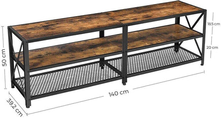 TV Stand for 60-Inch TV with Industrial Style Steel Frame Rustic Brown and Black Furniture Kings Warehouse 