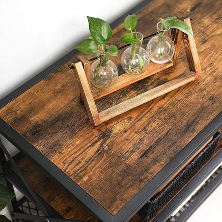 TV Stand for 60-Inch TV with Industrial Style Steel Frame Rustic Brown and Black Furniture Kings Warehouse 