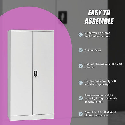 Two-Door Shelf Office Gym Filing Storage Locker Cabinet Safe Furniture Kings Warehouse 