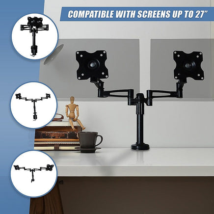 Two-Screen 10-25" Desk Monitor TV Plasma LED LCD Work Mount Electronics Kings Warehouse 
