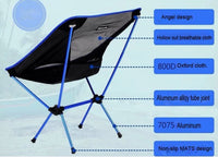 Ultralight Aluminum Alloy Folding Camping Camp Chair Outdoor Hiking Black Outdoor Kings Warehouse 