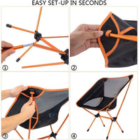 Ultralight Aluminum Alloy Folding Camping Camp Chair Outdoor Hiking Orange Outdoor Kings Warehouse 