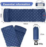 Ultralight Inflatable Camping Sleeping Pad with Pillow for Travelling and Hiking Kings Warehouse 