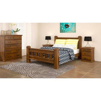 Umber Bedside Tables 3 Drawers Storage Cabinet Shelf Side End Table - Dark Brown Kings Warehouse 