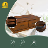 Umber Coffee Table 127cm 2 Drawer Solid Pine Timber Wood - Dark Brown living room Kings Warehouse 