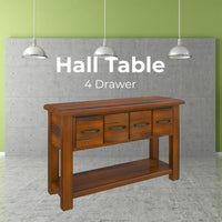 Umber Console Hallway Entry Table 136cm Solid Pine Timber Wood - Dark Brown living room Kings Warehouse 