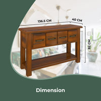 Umber Console Hallway Entry Table 136cm Solid Pine Timber Wood - Dark Brown living room Kings Warehouse 