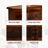 Umber Corner ETU Entertainment TV Unit 126cm 2 Door Solid Pine Wood - Dark Brown living room Kings Warehouse 
