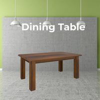 Umber Dining Table 180cm Solid Pine Wood Home Dinner Furniture - Dark Brown dining Kings Warehouse 