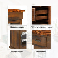 Umber Kitchen Work Bench Storage Trolley Solid Pine Wood Portable Cart Wheels Kings Warehouse 