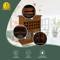 Umber Sideboard Buffet Wine Cabinet Bar Bottle Wooden Storage Rack - Dark Brown living room Kings Warehouse 