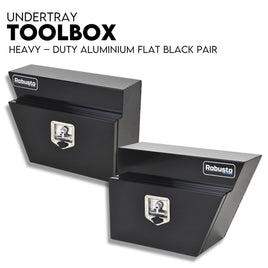 Under Tray Tool Box Underbody Pair Set 600mm Black Aluminium Auto Accessories Kings Warehouse 