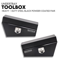 Under Tray Tool Box Underbody Pair Set 750mm Black Steel Auto Accessories Kings Warehouse 