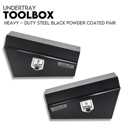 Under Tray Tool Box Underbody Pair Set 750mm Black Steel Auto Accessories Kings Warehouse 