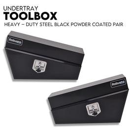 Under Tray Tool Box Underbody Pair Set 750mm Black Steel Auto Accessories Kings Warehouse