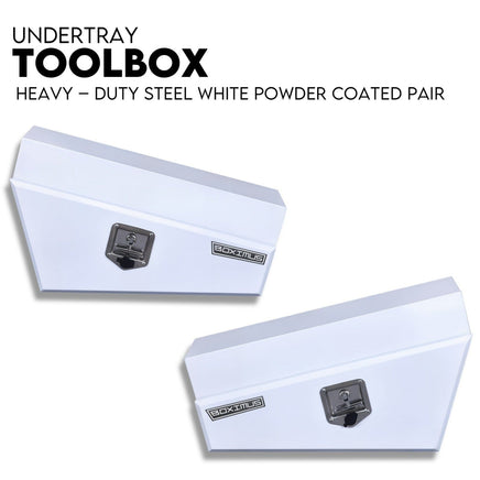 Under Tray Tool Box Underbody Pair Set 750mm White Steel Auto Accessories Kings Warehouse 