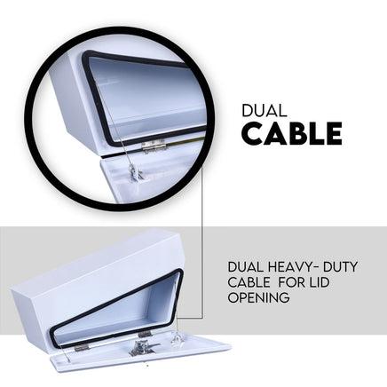 Under Tray Tool Box Underbody Pair Set 750mm White Steel Auto Accessories Kings Warehouse 
