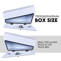 Under Tray Tool Box Underbody Pair Set 750mm White Steel Auto Accessories Kings Warehouse 