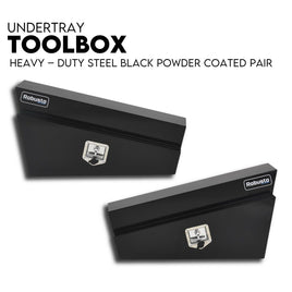Under Tray Tool Box Underbody Pair Set 900mm Black Steel Auto Accessories Kings Warehouse