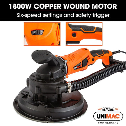 UNIMAC 1800W Drywall Sander Plaster Automatic Wall Gyprock Vacuum System Tools Kings Warehouse 