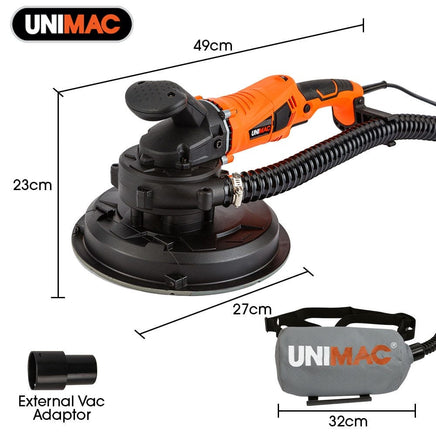UNIMAC 1800W Drywall Sander Plaster Automatic Wall Gyprock Vacuum System Tools Kings Warehouse 