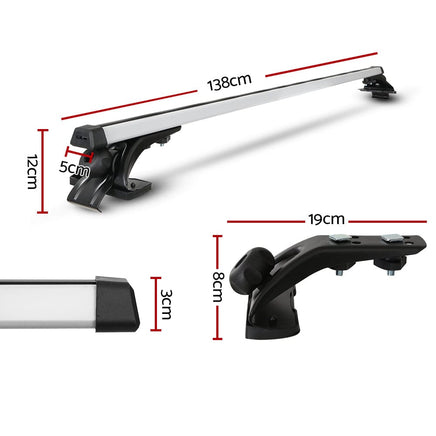 Universal Car Roof Rack 1450mm Cross Bars Aluminium Silver Adjustable Brackets Carrier 90kg BestSellers Kings Warehouse 