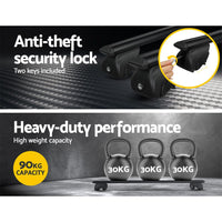 Universal Car Roof Rack Aluminium Cross Bars Adjustable 126cm Black Upgraded End of Year Clearance Sale Kings Warehouse 