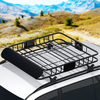 Universal Car Roof Rack Basket Luggage Carrier Steel Vehicle Cargo 111cm Kings Warehouse 