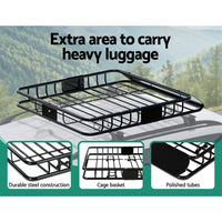 Universal Car Roof Rack Basket Luggage Carrier Steel Vehicle Cargo 111cm Kings Warehouse 
