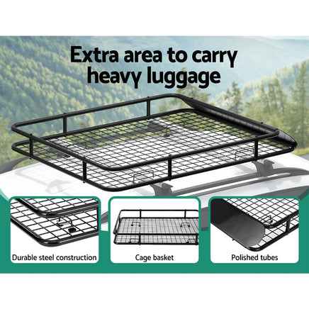 Universal Car Roof Rack Basket Luggage Carrier Steel Vehicle Cargo 123cm Kings Warehouse 