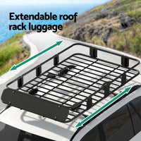 Universal Car Roof Rack Basket Luggage Vehicle Cargo Carrier 160cm Black Auto Accessories Kings Warehouse 