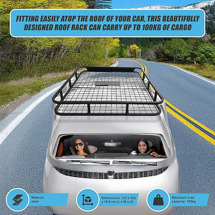 Universal Roof Rack Basket - Car Luggage Carrier Steel Cage Vehicle Cargo Outdoor Recreation Kings Warehouse 