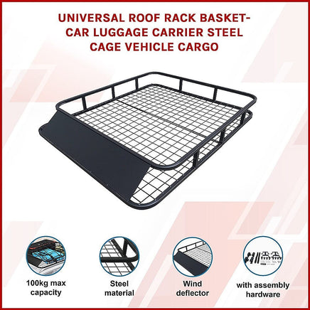 Universal Roof Rack Basket - Car Luggage Carrier Steel Cage Vehicle Cargo Outdoor Recreation Kings Warehouse 