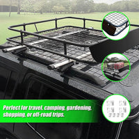 Universal Roof Rack Basket - Car Luggage Carrier Steel Cage Vehicle Cargo Outdoor Recreation Kings Warehouse 