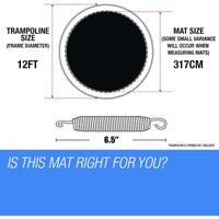 UP-SHOT 12ft Replacement Trampoline Mat - 72 Spring Round Spare Foot Parts Kings Warehouse 