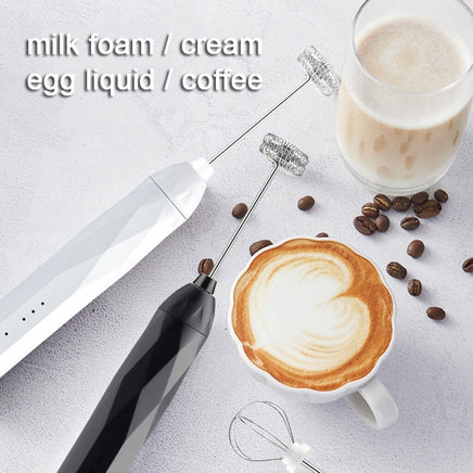 USB Charging Electric Egg Beater Milk Frother Handheld Drink Coffee Foamer Black with 2 Stainless Steel Whisks Home & Garden Kings Warehouse 