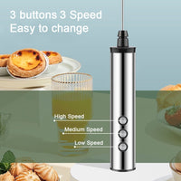 USB Charging Electric Egg Beater Milk Frother Handheld Drink Coffee Foamer Silver with 3 Stainless Steel Whisks Home & Garden Kings Warehouse 