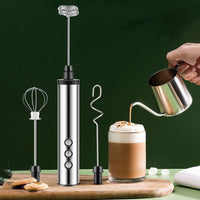 USB Charging Electric Egg Beater Milk Frother Handheld Drink Coffee Foamer Silver with 3 Stainless Steel Whisks Home & Garden Kings Warehouse 