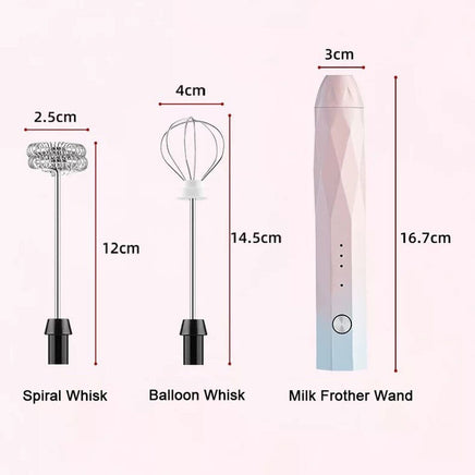 USB Charging Electric Egg Beater Milk Frother Handheld Drink Coffee Foamer White with 2 Stainless Steel Whisks Home & Garden Kings Warehouse 