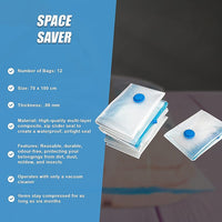Vacuum Bags Clothes Sealed Clothing Bag Travel Compact Storage Space Saver x12 Home & Garden Kings Warehouse 