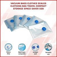 Vacuum Bags Clothes Sealed Clothing Bag Travel Compact Storage Space Saver x20 Home & Garden Kings Warehouse 