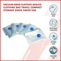 Vacuum Bags Clothes Sealed Clothing Bag Travel Compact Storage Space Saver x20 Kings Warehouse 