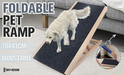 VaKa 70cm Foldable Dog Pet Ramp Adjustable Height Dogs Stairs For Bed Sofa 82006 Pet Care Kings Warehouse 