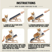 VaKa 70cm Foldable Dog Pet Ramp Adjustable Height Dogs Stairs For Bed Sofa 82006 Pet Care Kings Warehouse 