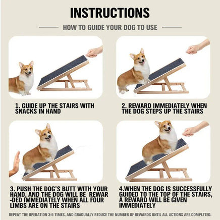 VaKa 70cm Foldable Dog Pet Ramp Adjustable Height Dogs Stairs For Bed Sofa 82006 Pet Care Kings Warehouse 