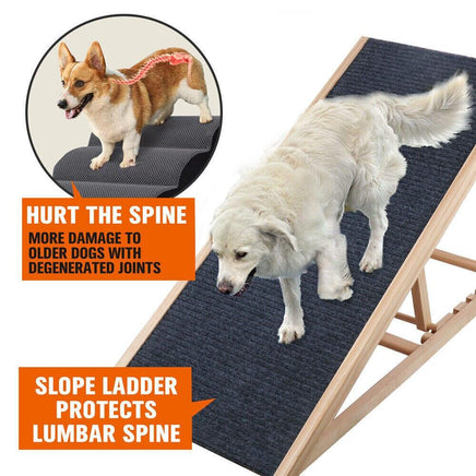 VaKa 70cm Foldable Dog Pet Ramp Adjustable Height Dogs Stairs For Bed Sofa 82006 Pet Care Kings Warehouse 