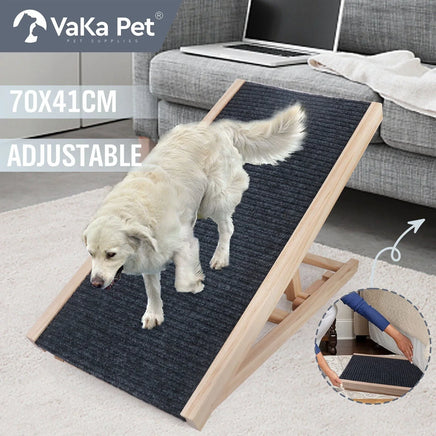 VaKa 70cm Foldable Dog Pet Ramp Adjustable Height Dogs Stairs For Bed Sofa 82006 Pet Care Kings Warehouse 